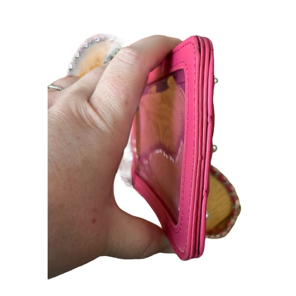 NWT Badgley Mischka Fuchsia Pink Quilted Phone Case w/ Chain Strap vegan leather - Picture 6 of 7